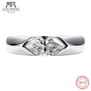 Rings AnuJewel 1ct Marquise Cut D Color Moissanite Diamond Engagement Men Ring Silver Wedding Ring For Women Customized Jewelry