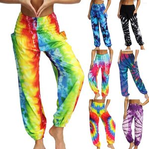 Pantaloni da donna Hippie Palazzo Yoga fondo scrunched Tie Dye Harem