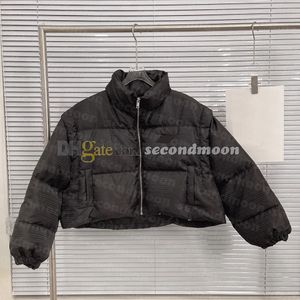 Kvinnor Luxury Down Jacket Metal Badge Down Coat Fashion Letter Jacquard Coats Woman Short Jackets ärmar avtagbara