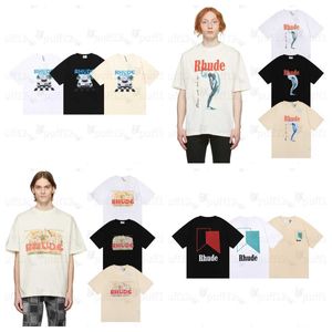 Designer-Herren-T-Shirt Rhude T-Shirt Modekleidung T-Shirts Hip-Hop-T-Shirts Rhude Sommer Neues amerikanisches Oversize-T-Shirt mit Rundhalsausschnitt „Coconut Racing“ mit Buchstabendruck für Herren