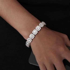 Hip Hop S925 Sterling Silver 12mm VVS Moissanite Tennis Tennis Bracelet Bracelet Women Pass