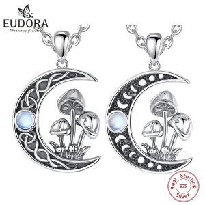 Pendants Eudora 925 Sterling Silver Witchcraft Mushroom Necklace Moon Phase Celtic Knot Amulet Pendant Witch Jewelry Personality Gift