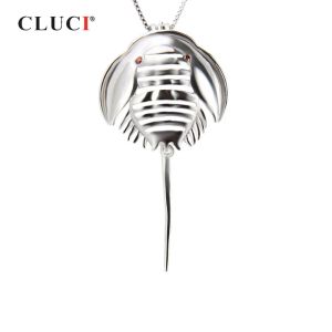 Pendants CLUCI Limulus Silver 925 Charms Pendant for Jewelry Making 2 Pcs Red Zircon Gemstone 925 Sterling Silver Cage Pendant SC179SB