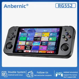 Jogadores 2022 RG552 Anbernic Retro Video Game Console Dual Systems Android Linux Pocket Game Player Construído em 256G 30000+ Jogos