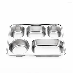 Plates Compact Divided 5 Compartment Stackable Diet Control For Dinner Serving Tray Stainless Steel Easy Clean Kids Camping