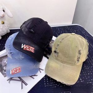 Caps Mens American Vintage Hip Hop Street Ball Cap Women's New Ripped Fashion Soft Top Sun Protection Hats