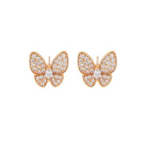 Van-Clef APES Kolczyki Projektanty Kobiety Oryginalne wysokiej jakości kolczyki Złoto nowe pełne diamentowe kolczyki motylowe proste i modne kolczyki
