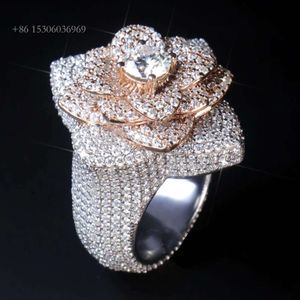 Nya modeanpassade smycken Hip Hop Siver Moissanite Diamond Ring