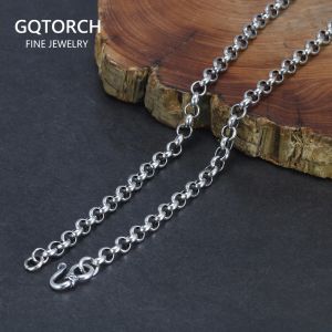 Ожерелья из стерлингового серебра 925 пробы с крестом и круглым звеном для мужчин и женщин, круглая цепочка для свитера с браслетом с рыбьим крючком, ожерелье