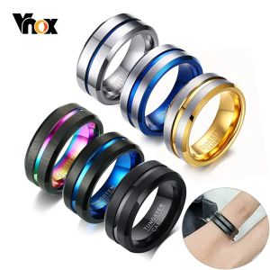 Band Vnox Basic 8mm Tungsten Carbide Rings for Men smycken Stylish Thin Line Style Wedding Bands Anniversary Presents For Him