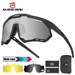Очки QUESHARK, женские и мужские поляризационные солнцезащитные очки для велоспорта, спортивные MTB велосипедные очки для езды по дороге, УФ-зеркало, велосипедные очки QE52