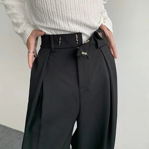 Black Suit Pants Men Fashion Social Mens Dress Pants Korean Loose Oversized Wide Leg Pants Mens Formal Trousers M2XL 240220