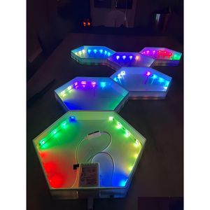 Luci a pannello a LED Pannelli a LED Modar Illuminazione intelligente Decor Luce esagonale Luci da parete Rgb Esagoni che cambiano colore personalizzabili Drop Deliver Otwl3