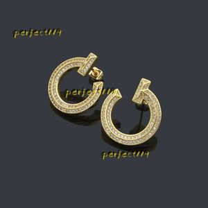 Stud 2024 Round Full Diamond Stud 18k Gold Plated Luxury Brand Designer Letter Heart Earrings Luxury Female Minimalist Wedding Jewelry Earrings Women Gift Stores
