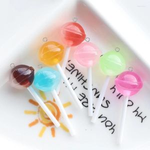 Takılar 10pcs Simülasyon 3D Planet Lollipop Reçine Küpe için Tatlı Gıda Kolyesi DIY El Sanatları Takı Yap