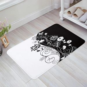 Carpets Black And White Flower Pattern Living Room Doormat Carpet Coffee Table Floor Mat Study Bedroom Bedside Home Decoration Rug