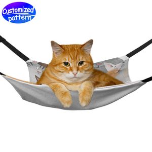 Özel Pet Hammock HD Desen Kompakt Depolama Uygun alan tasarruflu metal kanca bağlantısı rahat nefes alabilen tuval 268g gri