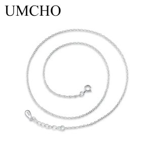 Halsketten UMCHO Solide 925 Silber Halsketten 18 Zoll/ 45 cm Italien Kabelkette Party Für Frauen Verlobung Anhänger Geschenke Feiner Schmuck