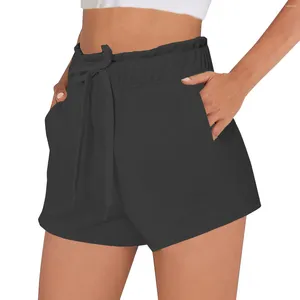 Women's Shorts Sports Summer High Waist Drawstring Workout Soft Comfortable Casual Solid Color With Pockets