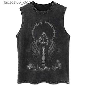 Men's Tank Tops Vintage Black Tanks Tops for Women 100% Cotton Mens Clothing Hip Hop Punk Rock Sleeveless Tshirts Gothic Vests Y2K Clothes Q240221