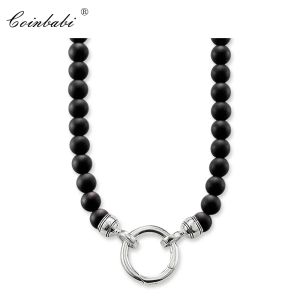 Halskette Halskette schwarzes Obsidian Trendy Geschenk für Männer Männer, Europa Style Soul Schmuck 925 Sterling Silber Mode Schmuck Großhandel Großhandel