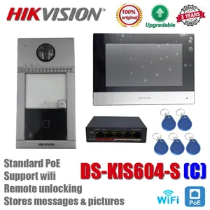 Videodörrtelefoner HikVision DS-KIS604-S (C) Intercom Kit DS-KV8113-WME1 DS-KH6320-WTE1 Standard POE Switch Station WiFi Monitor