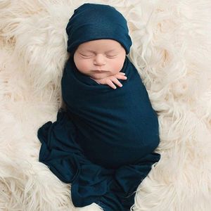 Filtar 1 Set Born Swaddle Filt med hårband och hattpografiska rekvisita för Baby Boys Girls Spädbarnsslagsduk