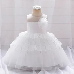 Sukienki dla dziewczynki biały maluch 1. dziobowy suknia urodzinowa do ubrania dziecięcego Klątka
