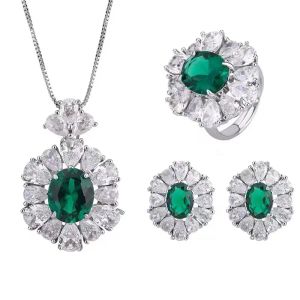 Сета Classicl Emerald Diamond Promise 925 Серебряные ювелирные украшения стерлинго
