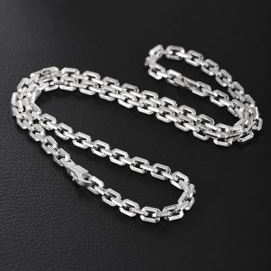 Collane ZABRA REAL SIER 6mm Fashion Catena Corna NATURA MASCHIO Sterling Sier Personalità liscia Gioielli a catena quadrata luminosa