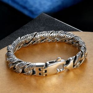 Armbanden dominerande stil S925 silverarmband man tang gräs mönster mäns hegemoni europeiska och amerikanska modearmband smycken