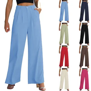 Pantaloni da donna a gamba larga per lavoro Business Casual Pantaloni eleganti a vita alta Abito da ufficio Donna dritta