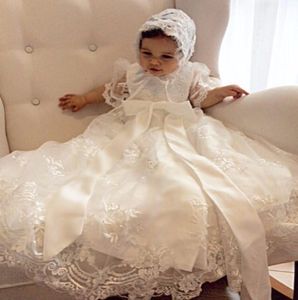 Lovely Baby Girl Baptism Gown Christening Dress Lace beaded 024month White Ivory With Bonnet7157561