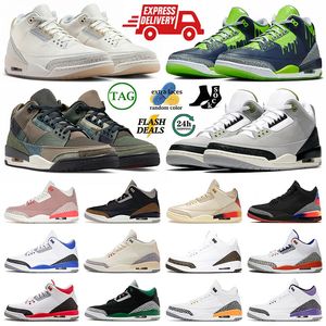 Jumpman 3 3s Basketballschuhe Cardinal Red Medellin Sunset White Cement UNC Palomino Fire Red Lucky Green Trainer Racer Dark Iris Wizards Damen Herren j3 Sneakers