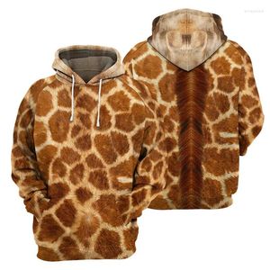 Herrtröjor djurhud giraff zebra tiger leopard hoodie män 3d tryckt långärmad pullover tröjor gata huva päls hankläder