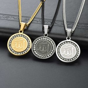 Stainless steel round brand Crystal pendant men's and women's accessories 18K gold long sweater chain Q240221