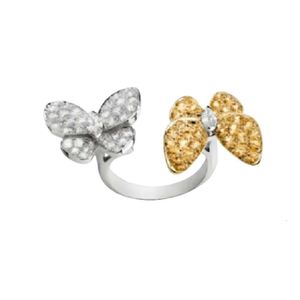 Van-Clef Arpes Rings Designer Kvinnor Originalkvalitet Band Rings Classic Clover Ring Diamond Butterfly Rings Silvery Ring Valentines Gift