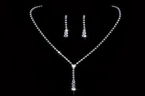 African Jewelry Set Crystal Tennis Drop Necklace Set new Rhinestone Necklace Earrings Bridal Bridesmaid Wedding Jewelry sets8359145