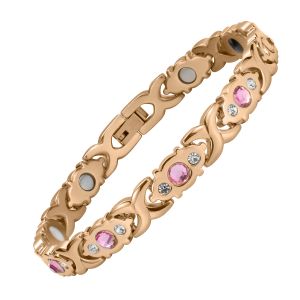 Pulseiras rosa ouro cor banhado grau cirúrgico 316l aço inoxidável strass pulseiras pulseiras para mulheres moda cristal pulseira