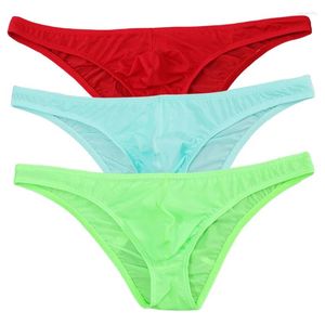 Underpants Men Ice Silk Briefs Seamless Sexy Transparent Underwear Male Low Waist Panties Adult Breathable M-2XL