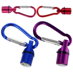 Dog Collars 4Pc Portable Aluminum Pet Cat Puppy LED Flashing Blinker Light Safety Collar Tag (Red Blue Purple Pink)