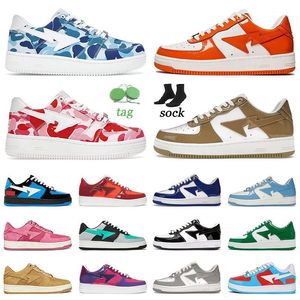 Bapelies Nova Moda SK8 Sta Sapatos Casuais de Designer Sk8 Sta Homens Mulheres Mocassins Tenis Roxo Couro Envernizado Preto Branco Abc Camo Bapely Plataforma Tênis Skate Trainer