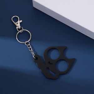 Outdoor Escape Cat Smiling Tiger Stainless Steel Women's Self Defense Hanger 2 Finger Keychain 381144