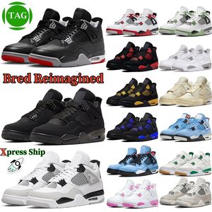 Basketbol ayakkabıları 4 Jumpman yetiştirilmiş Erkekler Erkekler Kadın Çam Green 4s Askeri Kara Kedi Beyaz Oreo Ateş Kırmızı Thunder Erkek Eğitmeni J4 Spor Spor Tenis