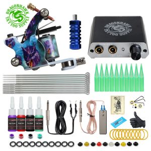 Ternos frete grátis barato kit de tatuagem para iniciantes com vendas quentes tinta de marca dos EUA One Hine fonte de alimentação completa Dragonhawk Art Pigment