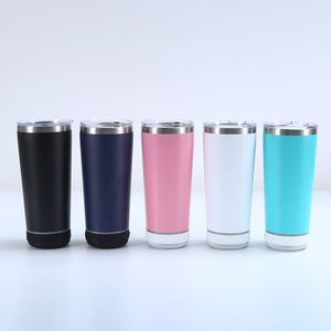 20oz vanlig högtalare Tumbler med trådlös Bluetooth minihögtalare rostfritt stål dubbelväggig vakuumisolerad musik kopp kaffekörkopp