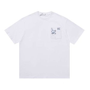 Designer Luxury Loes Classic Chaopai Summer New Pocket broderade herr- och kvinnors lösa runda hals kortärmad t-shirt