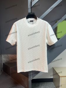 xinxinbuy Men designer Tee t shirt 2024 Towel embroidery Flocking short sleeve cotton women Gray black S-XL