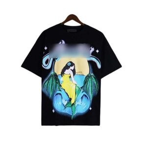 En miri-designer T-shirt toppkvalitet lyxmode för kvinnor män överdimensionerad sjöjungfru t-shirt bokstavstryck linje mens och kvinnors runda nacke löst avslappnade korta ärmar