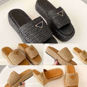 Sandals Designer Luxury prad Sandal Womens Slip On Gold Buckle Black Brown Pool Women Casual Sandall